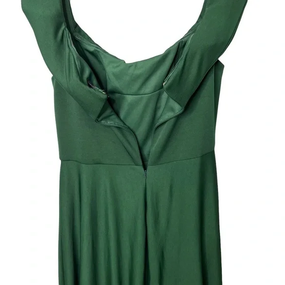 La Femme Off The Shoulder Jersey Fit & Flare Gown Green Dress Size 16 Formal - Picture 8 of 11